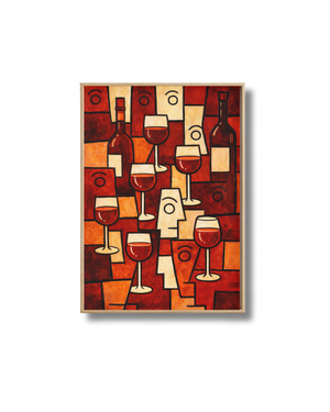 Affiche Art Vin Rouge – Poster Abstrait et Verres de Vin