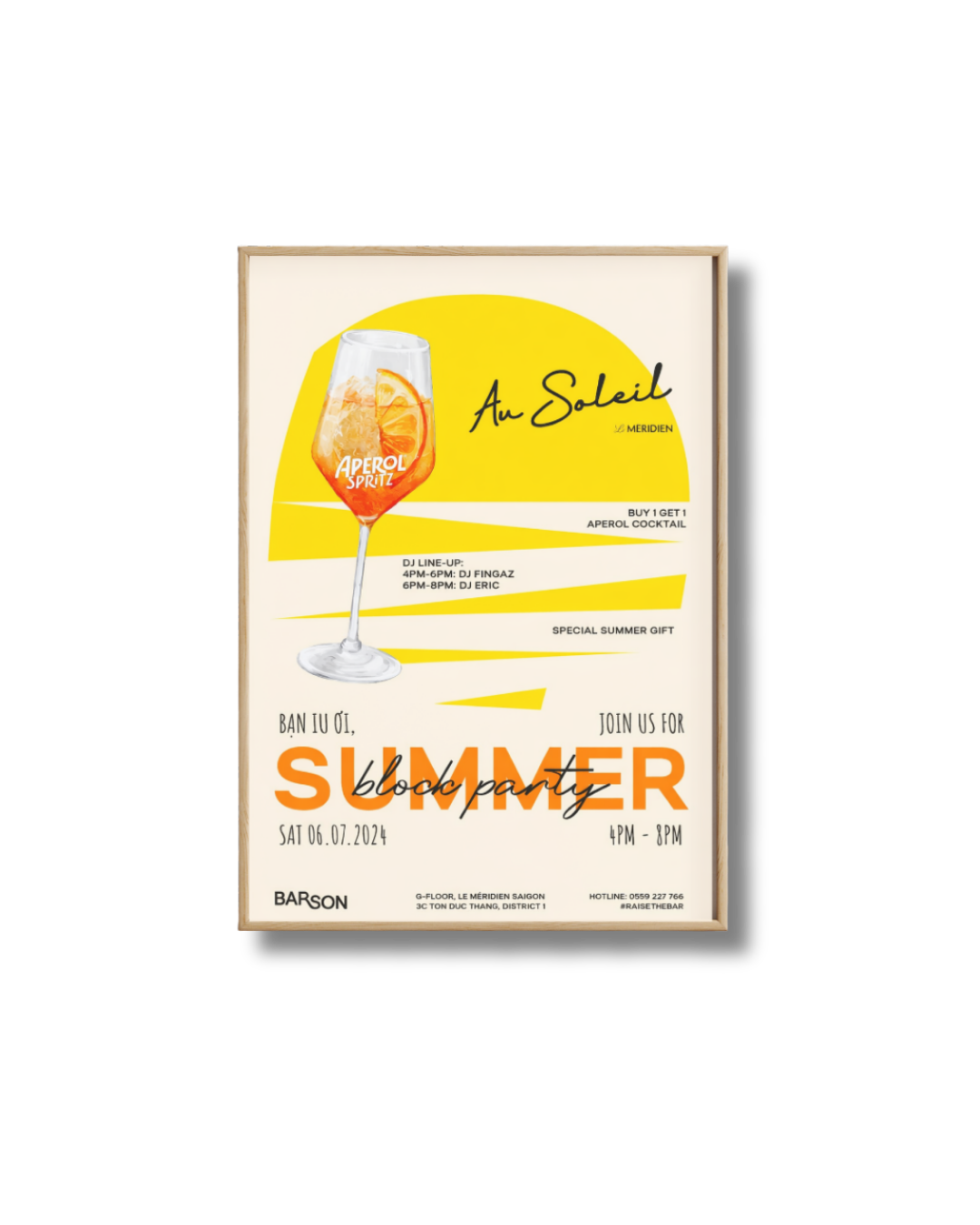 Affiche Spritz Summer au Soleil – Poster Cocktail Aperol