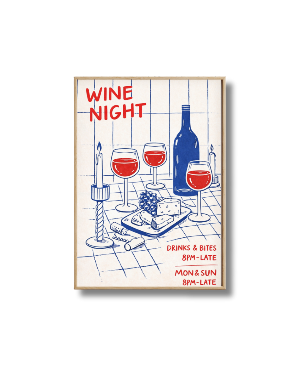 Affiche Wine Night – Poster Soirée Vin et Apéro