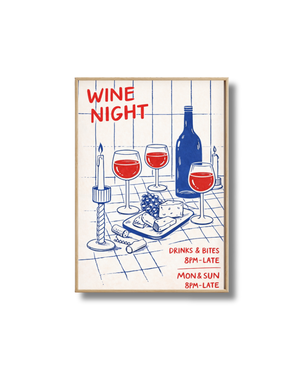 Affiche Wine Night – Poster Soirée Vin et Apéro