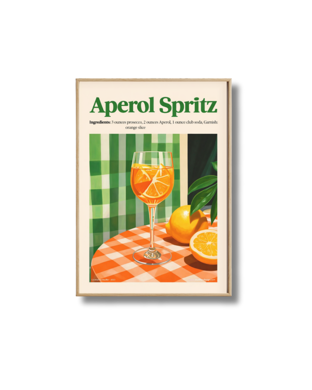 Affiche Spritz Aperol Recette Verte – Poster Cocktail Cuisine Italien