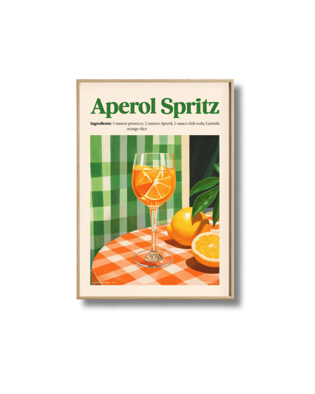 Affiche Spritz Aperol Recette Verte – Poster Cocktail Cuisine Italien
