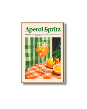 Affiche Spritz Aperol Recette Verte – Poster Cocktail Cuisine Italien