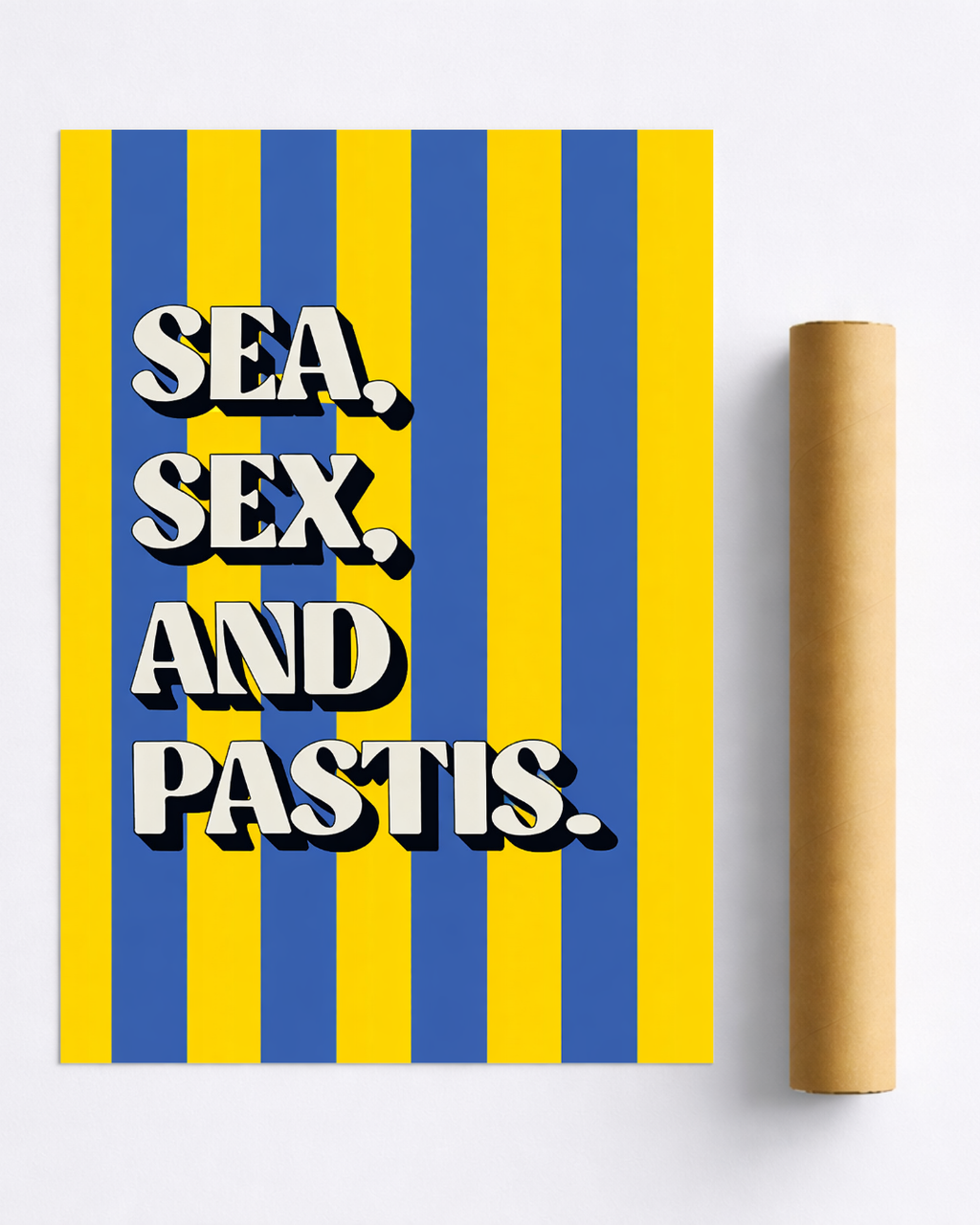 Affiche Sea, Sex and Pastis – Poster Humoristique Déco Apéro