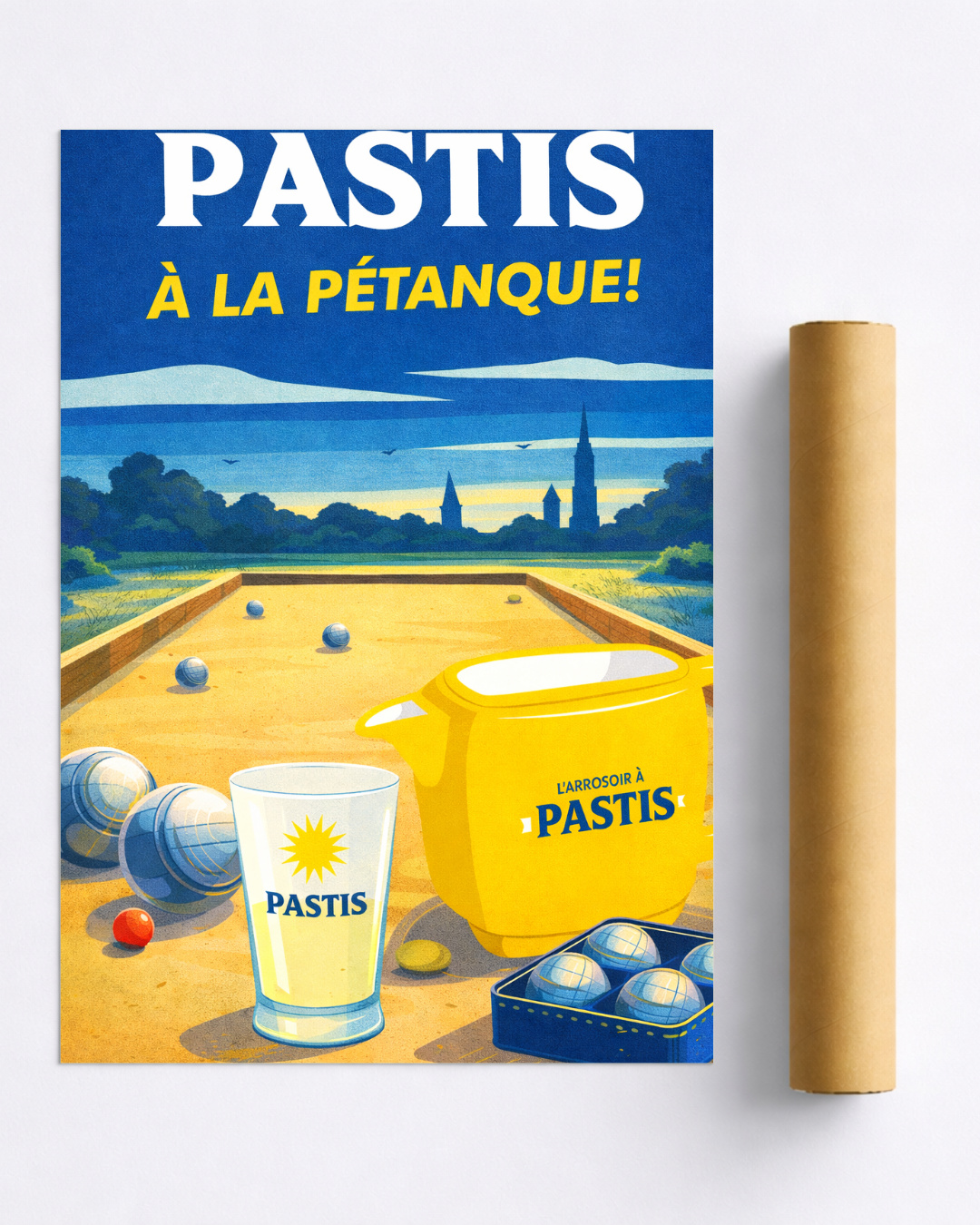 Affiche Pastis à la Pétanque – Poster Vintage Apéro & Pétanque