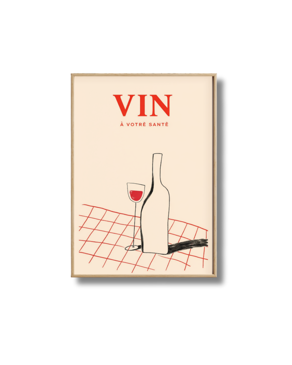 Affiche Vin À Votre Santé – Poster Minimaliste et Décoration Murale Vin