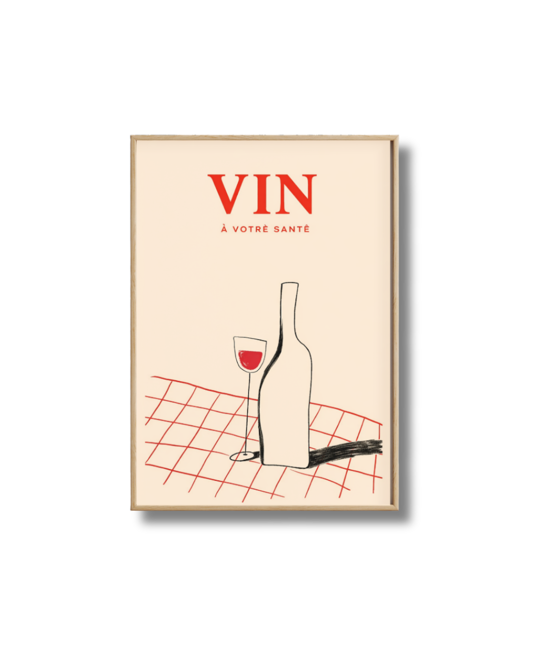 Affiche Vin À Votre Santé – Poster Minimaliste et Décoration Murale Vin