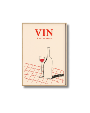 Affiche Vin À Votre Santé – Poster Minimaliste et Décoration Murale Vin
