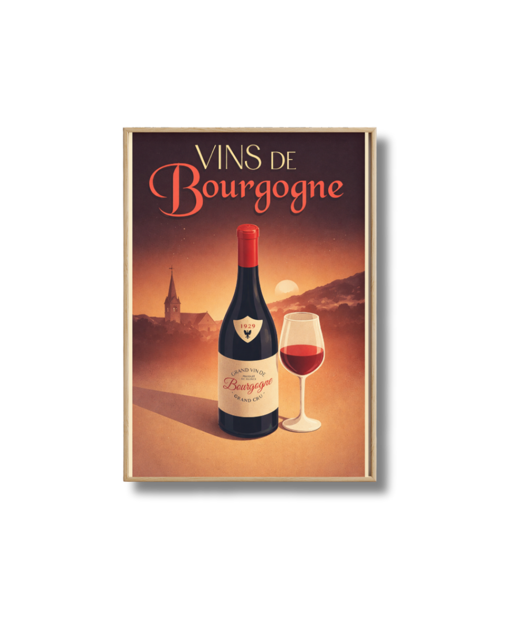 Affiche Vins de Bourgogne – Poster Vin Vintage et Déco Murale Élégante