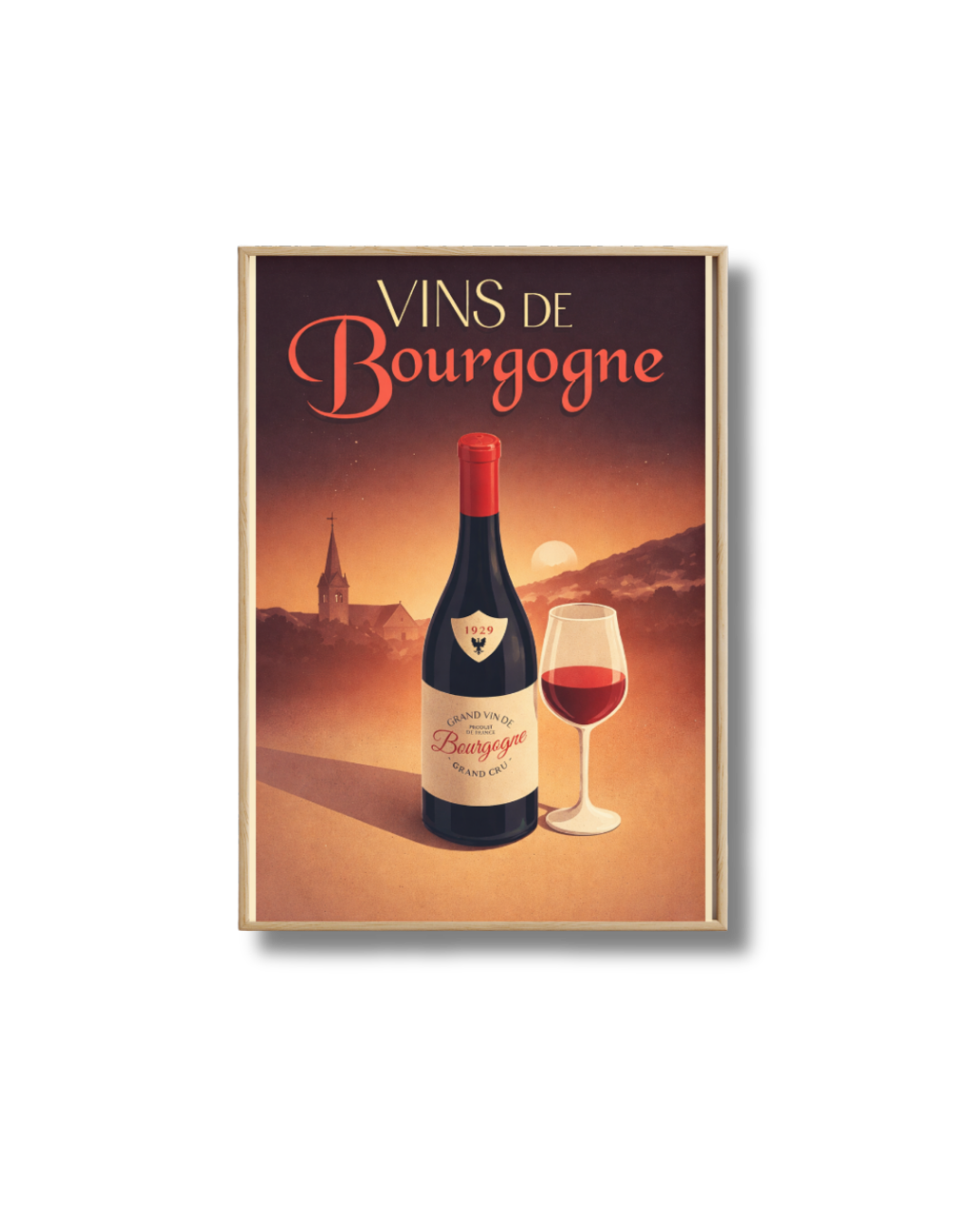 Affiche Vins de Bourgogne – Poster Vin Vintage et Déco Murale Élégante