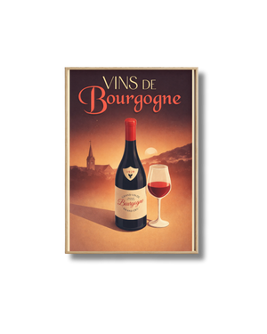 Affiche Vins de Bourgogne – Poster Vin Vintage et Déco Murale Élégante