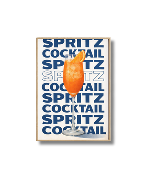 Affiche Spritz Cocktail – Poster Typographie Bleue Moderne