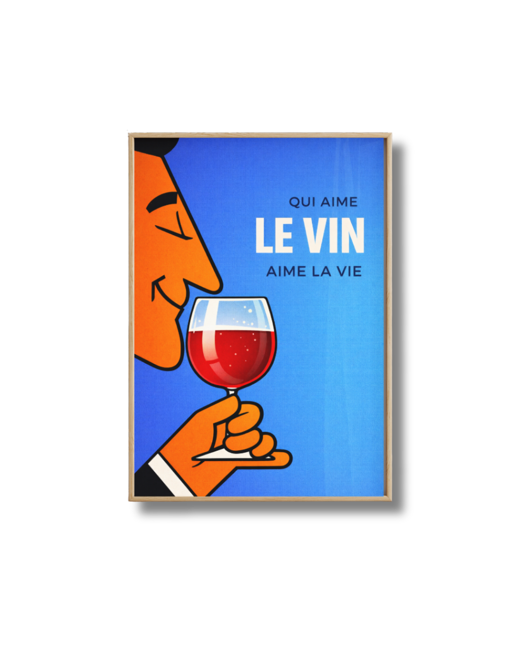 Affiche Qui Aime le Vin Aime la Vie – Poster Déco Vin Vintage Pop