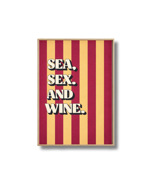 Affiche Sea Sex and Wine – Poster Déco Vin Rétro Vacances