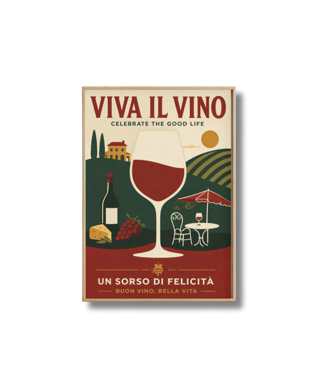 Affiche Vin Vintage – Viva Il Vino | Poster Dolce Vita Italienne