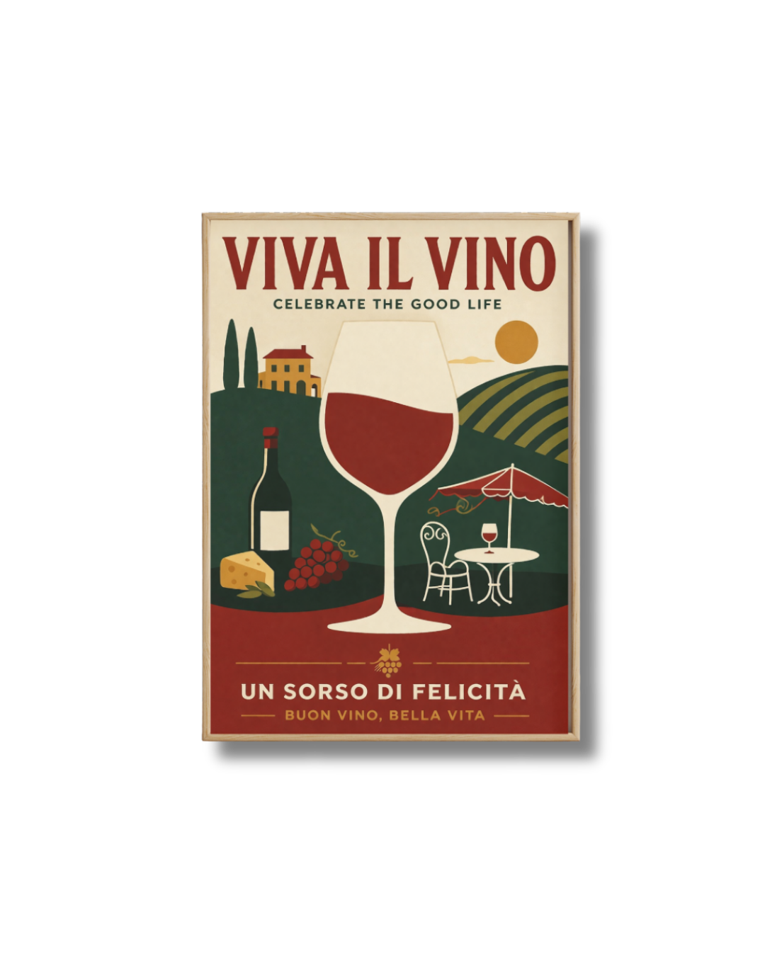 Affiche Vin Vintage – Viva Il Vino | Poster Dolce Vita Italienne