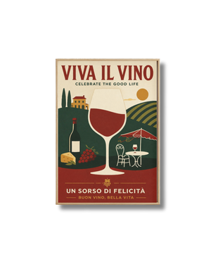 Affiche Vin Vintage – Viva Il Vino | Poster Dolce Vita Italienne