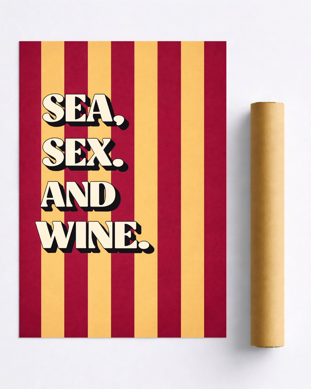 Affiche Sea Sex and Wine – Poster Déco Vin Rétro Vacances
