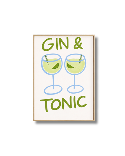 Affiche Gin Tonic – Illustration Cocktail Minimaliste
