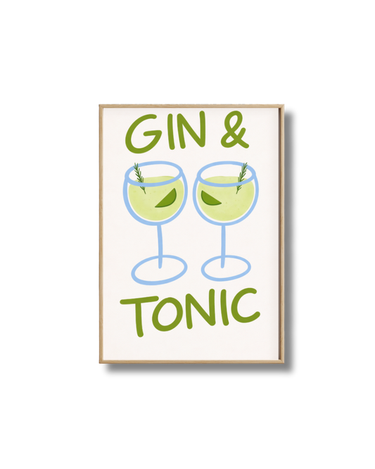 Affiche Gin Tonic – Illustration Cocktail Minimaliste