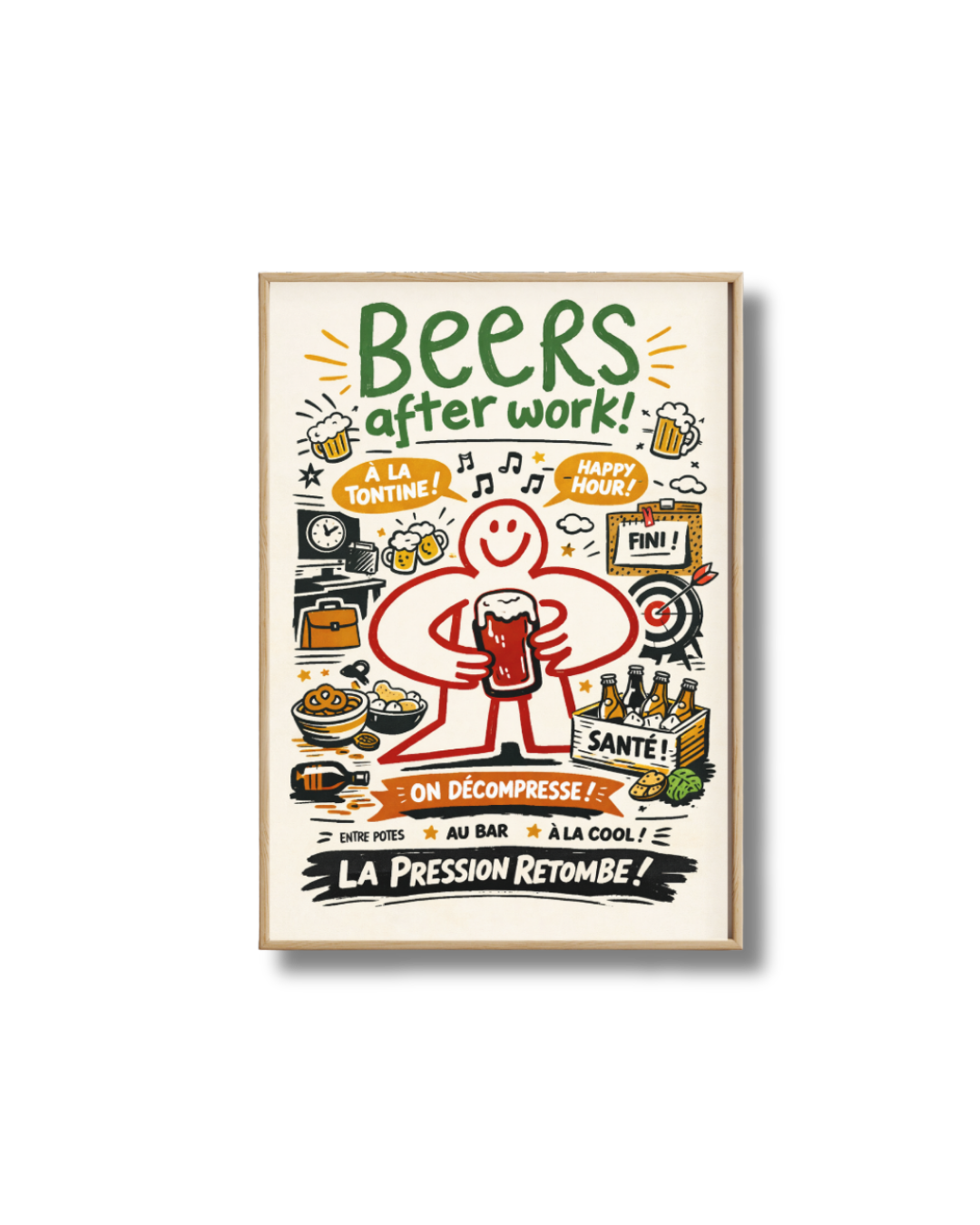 Affiche Bière Beers After Work – La Pression Retombe | Poster Apéro