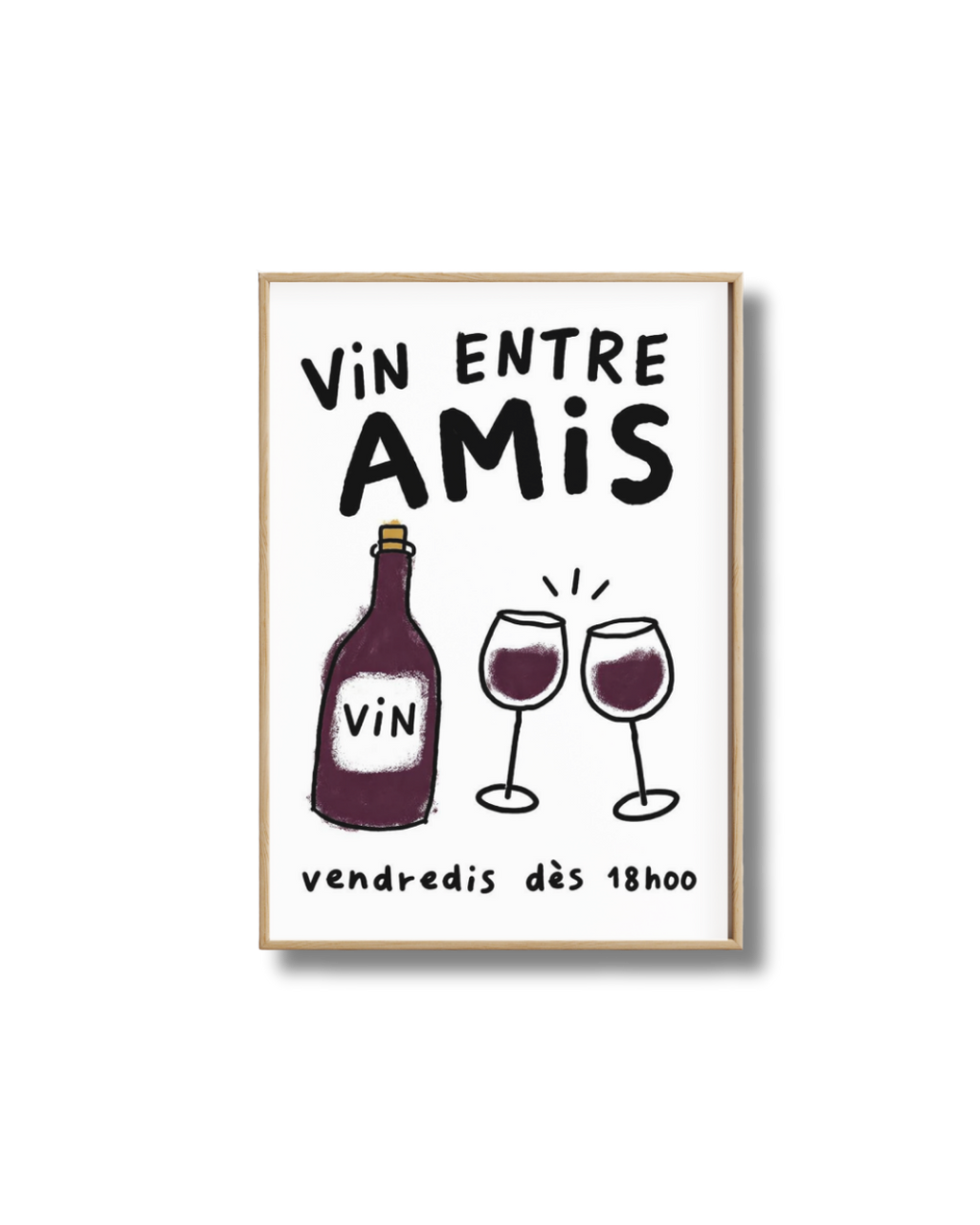 Affiche Vin Entre Amis – Poster Déco Vin Minimaliste et Fun