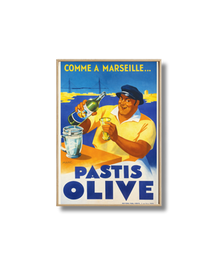 Affiche Pastis Olive Vintage – Poster Marseille Rétro “Comme à Marseille”