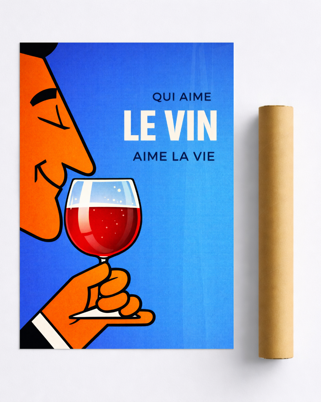 Affiche Qui Aime le Vin Aime la Vie – Poster Déco Vin Vintage Pop