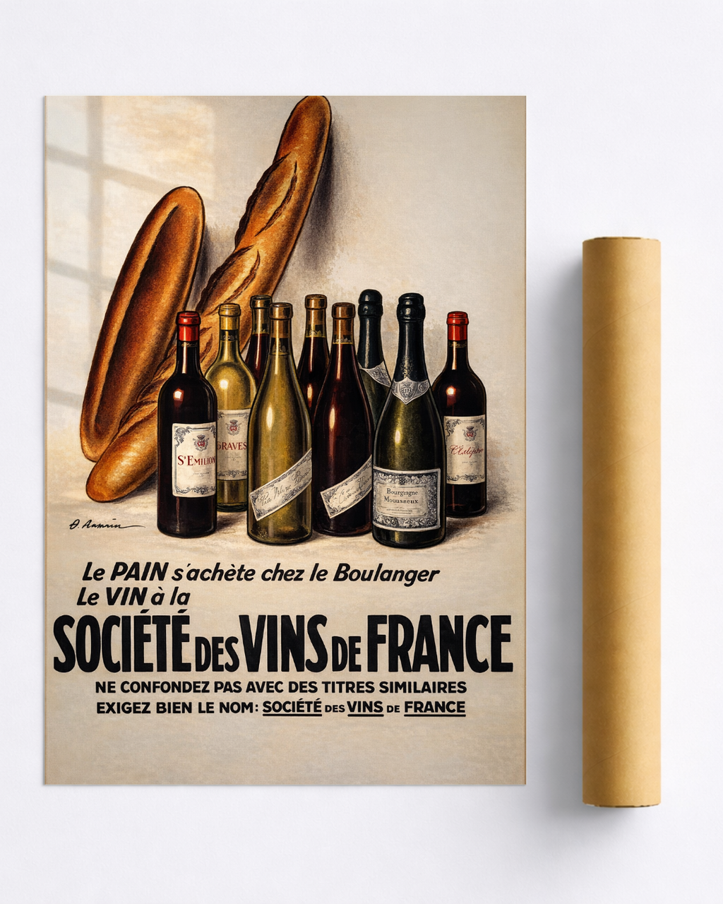 Affiche Pain et Vin – Poster Vintage Société des Vins de France