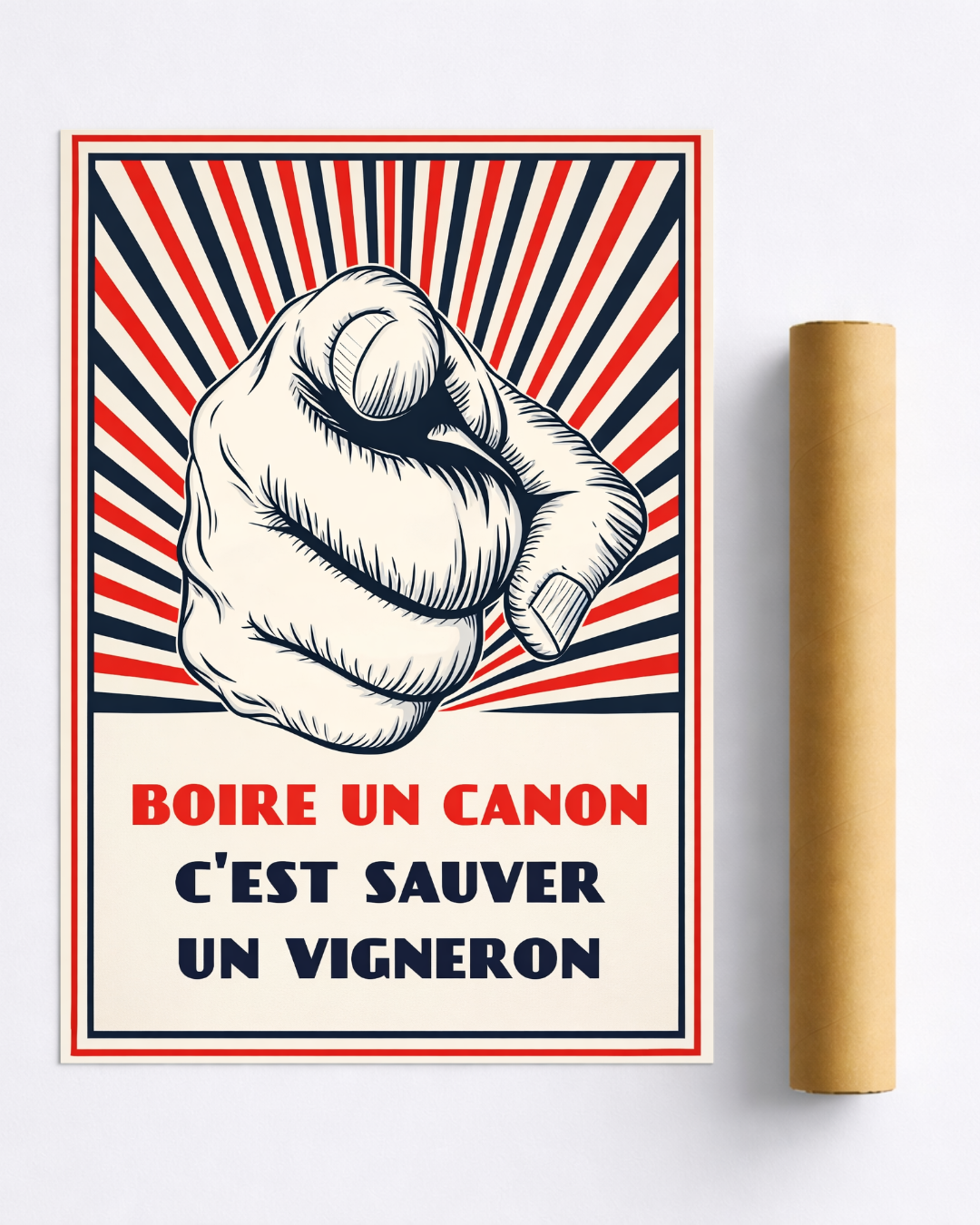 Affiche Boire un Canon c’est Sauver un Vigneron – Poster Humour Vin et Déco Apéro