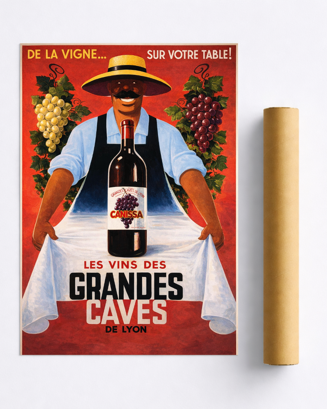 Affiche Vintage Les Vins des Grandes Caves – Poster Vin Rétro et Déco Murale Française