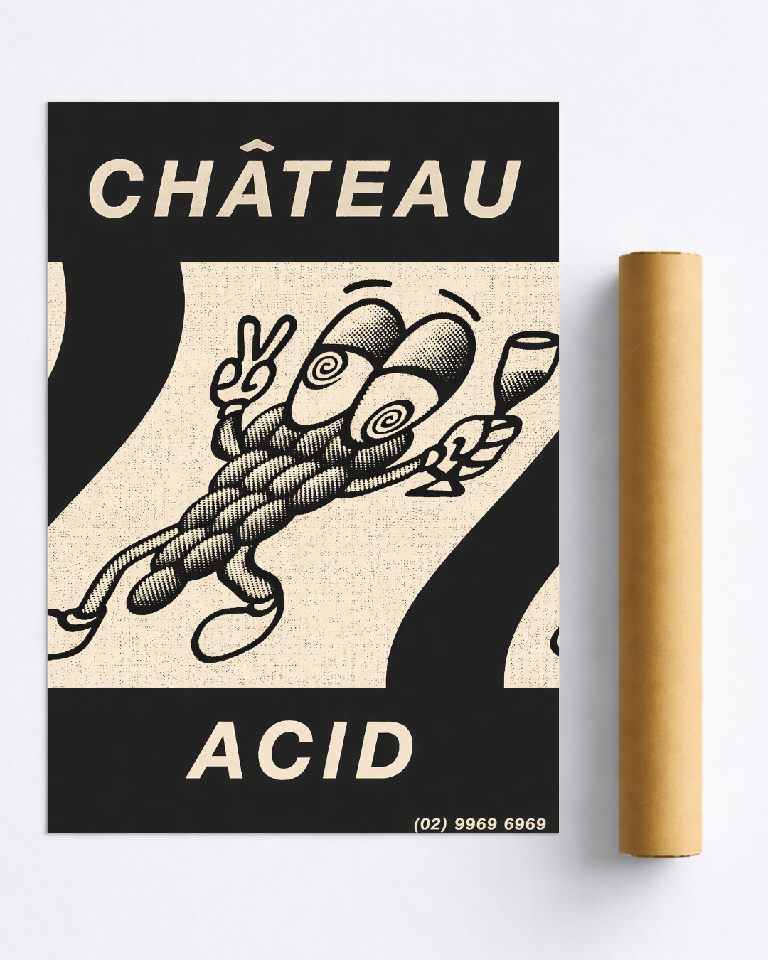 Affiche Château Acid – Poster Vin Déjanté et Déco Murale Graphique