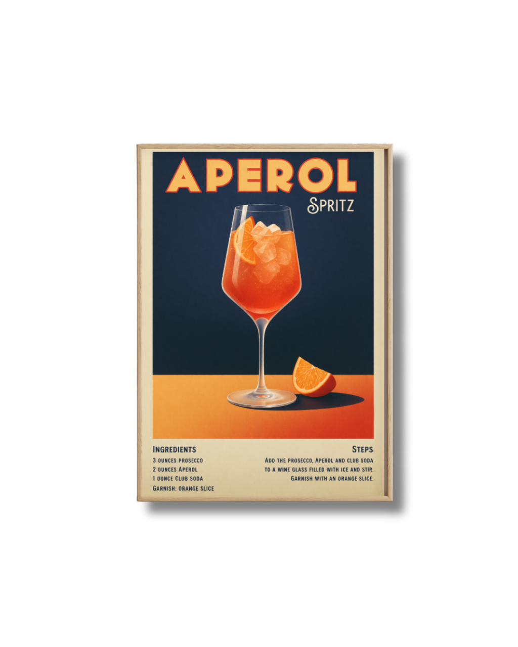 Affiche Spritz Recette – Poster Aperol Spritz Vintage Cuisine & Bar