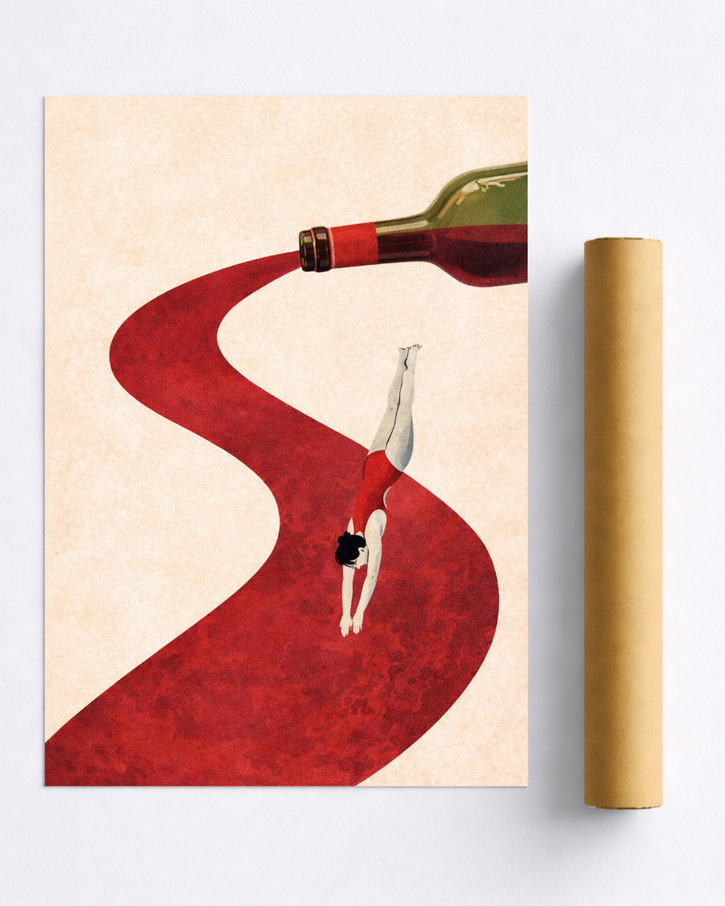 Affiche Plongeon dans le Vin – Poster Artistique et Décoration Murale
