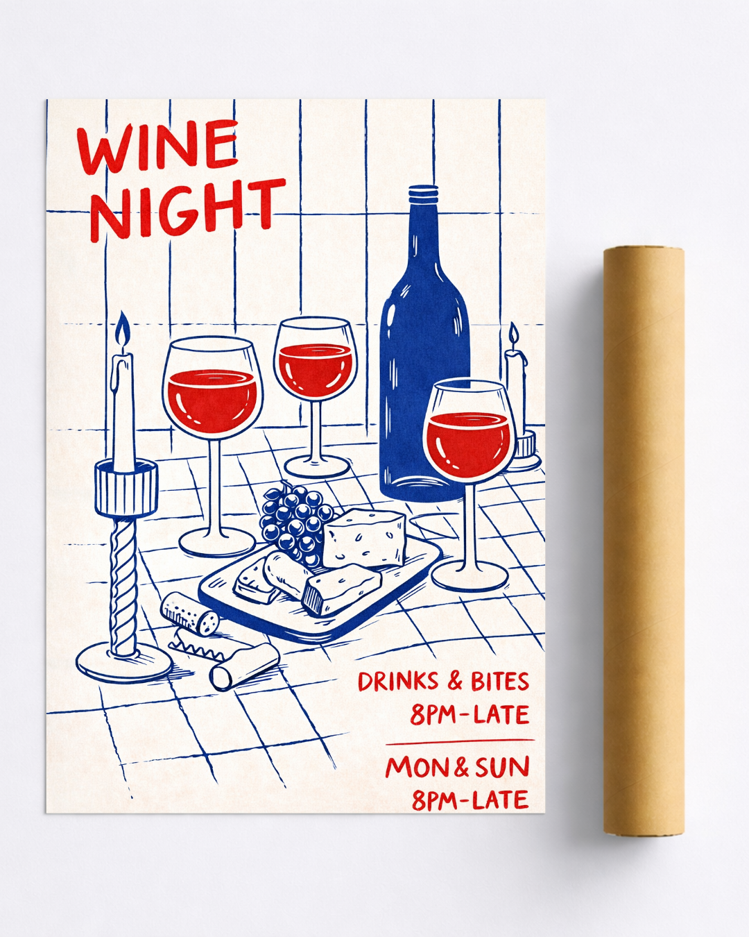 Affiche Wine Night – Poster Soirée Vin et Apéro