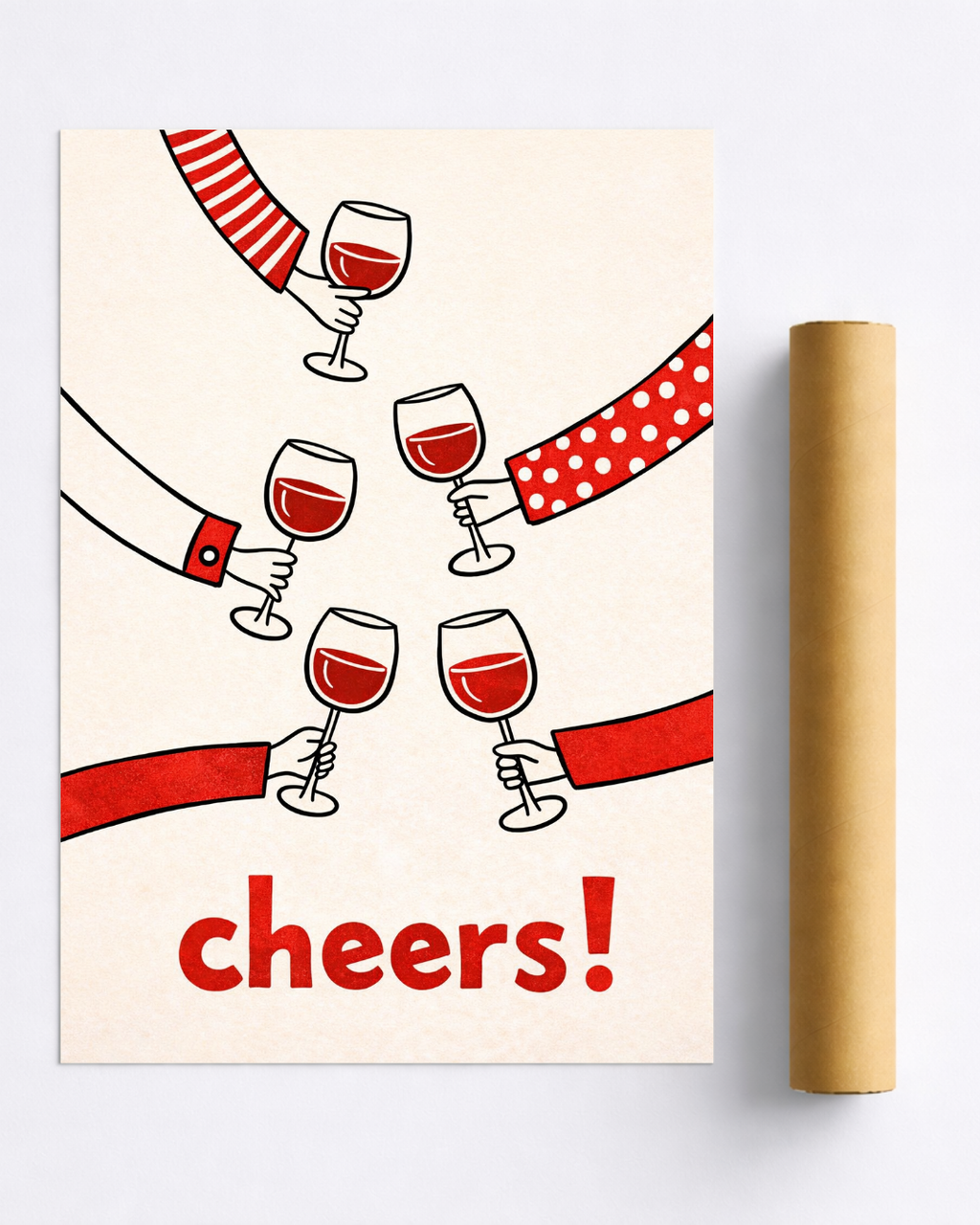 Affiche Cheers Vin – Poster Apéro et Verres de Vin