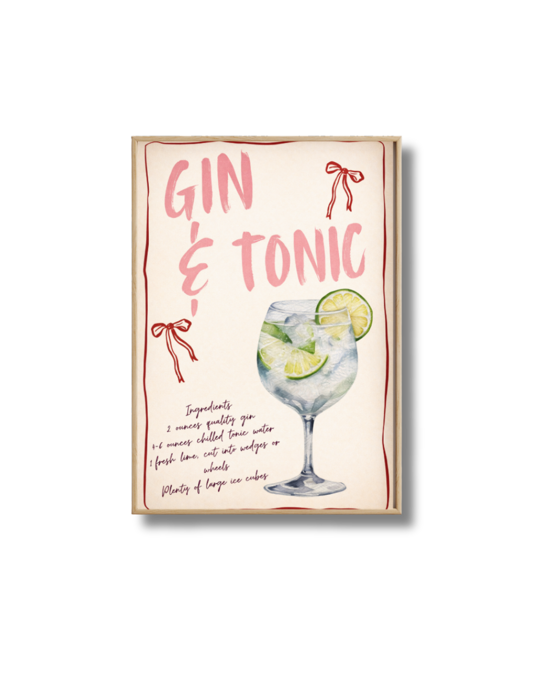 Affiche Gin Tonic – Poster Cocktail Rose & Citron
