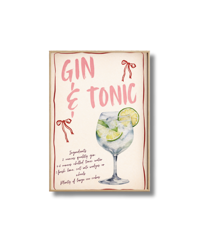 Affiche Gin Tonic – Poster Cocktail Rose & Citron