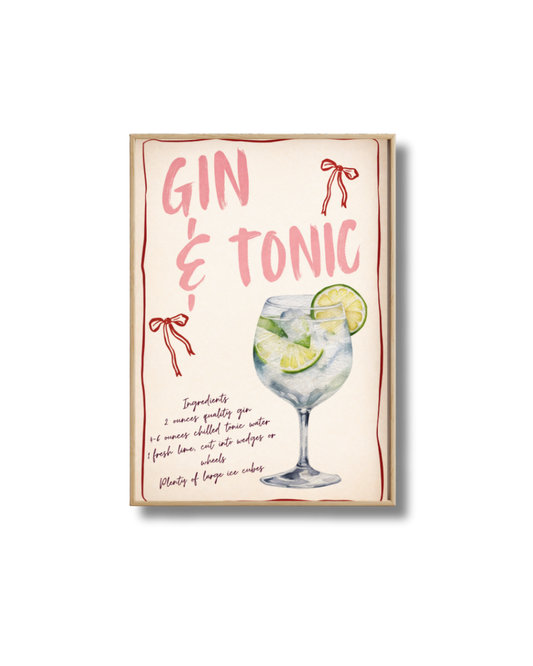Affiche Gin Tonic – Poster Cocktail Rose & Citron