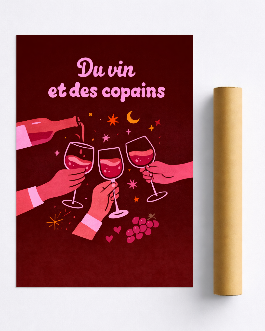 Affiche Vin et Copains – Poster Déco Convivial et Original