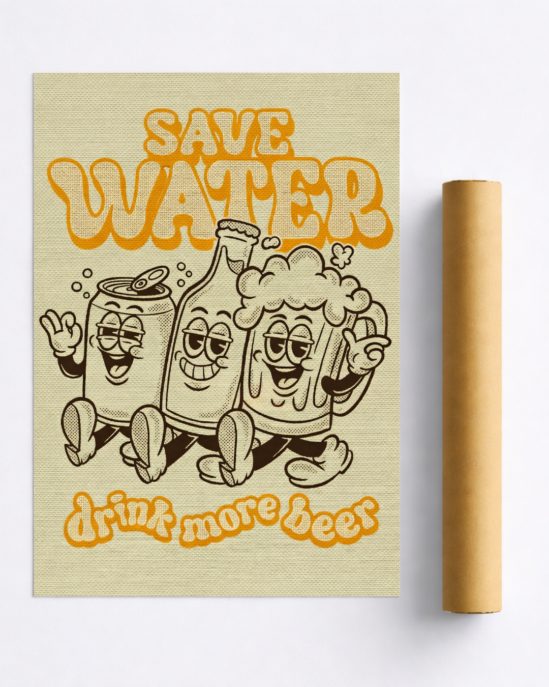 Affiche Bière Save Water Drink More Beers – Poster Humour et Déco Apéro