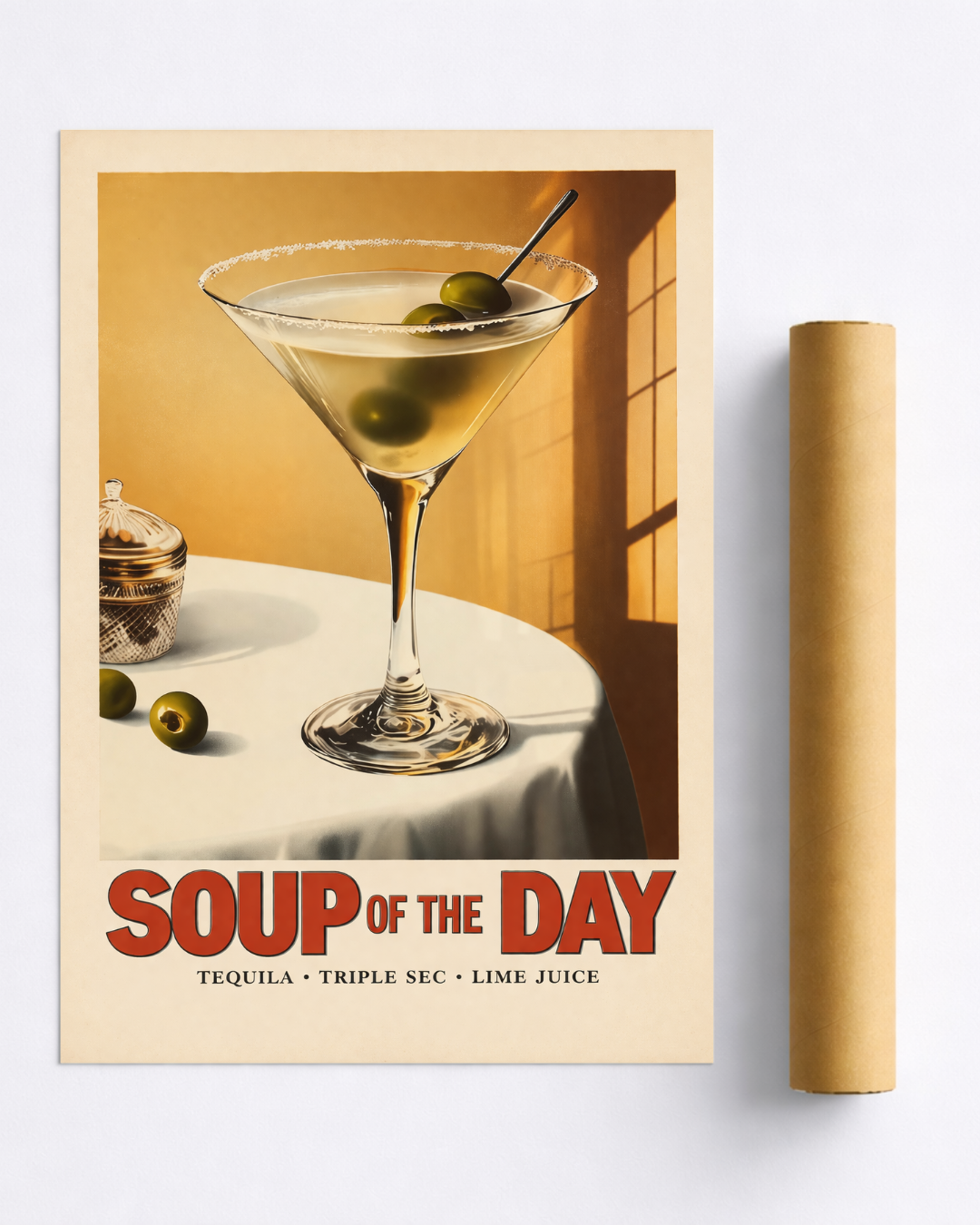 Affiche Cocktail – Poster Martini “Soup of the Day” Vintage Déco Bar