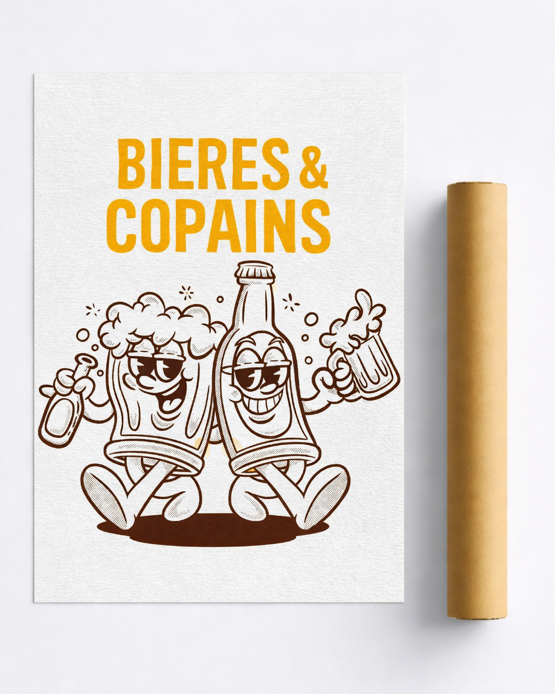 Affiche Bières & Copains – Poster Apéro Fun et Déco Bar