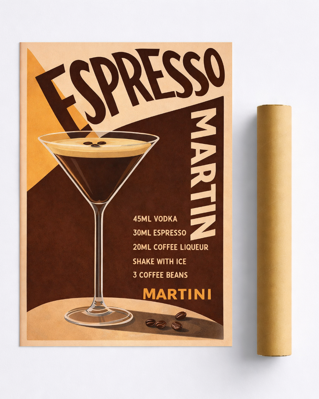 Affiche Cocktail – Poster Espresso Martini Vintage Déco Bar