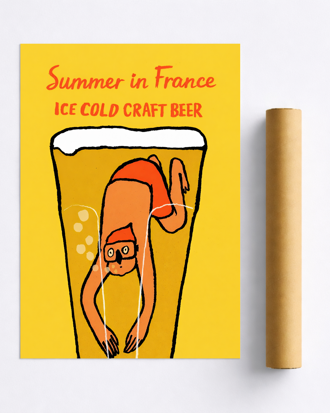 Affiche Bière Summer in France – Ice Cold Craft Beer | Poster Fun Vintage