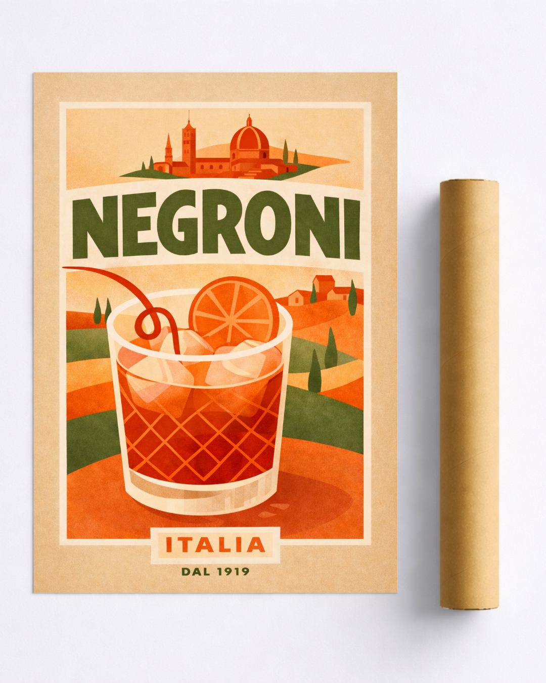 Affiche Cocktail – Poster Negroni Vintage Déco Bar