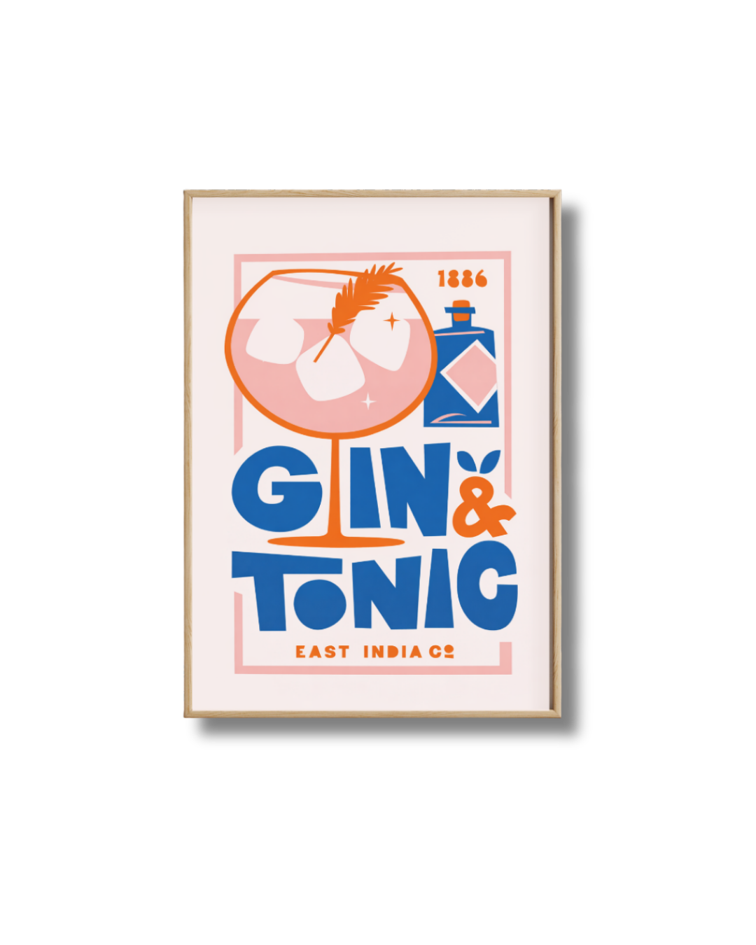 Affiche Gin Tonic – Poster Cocktail Moderne Bleu & Orange