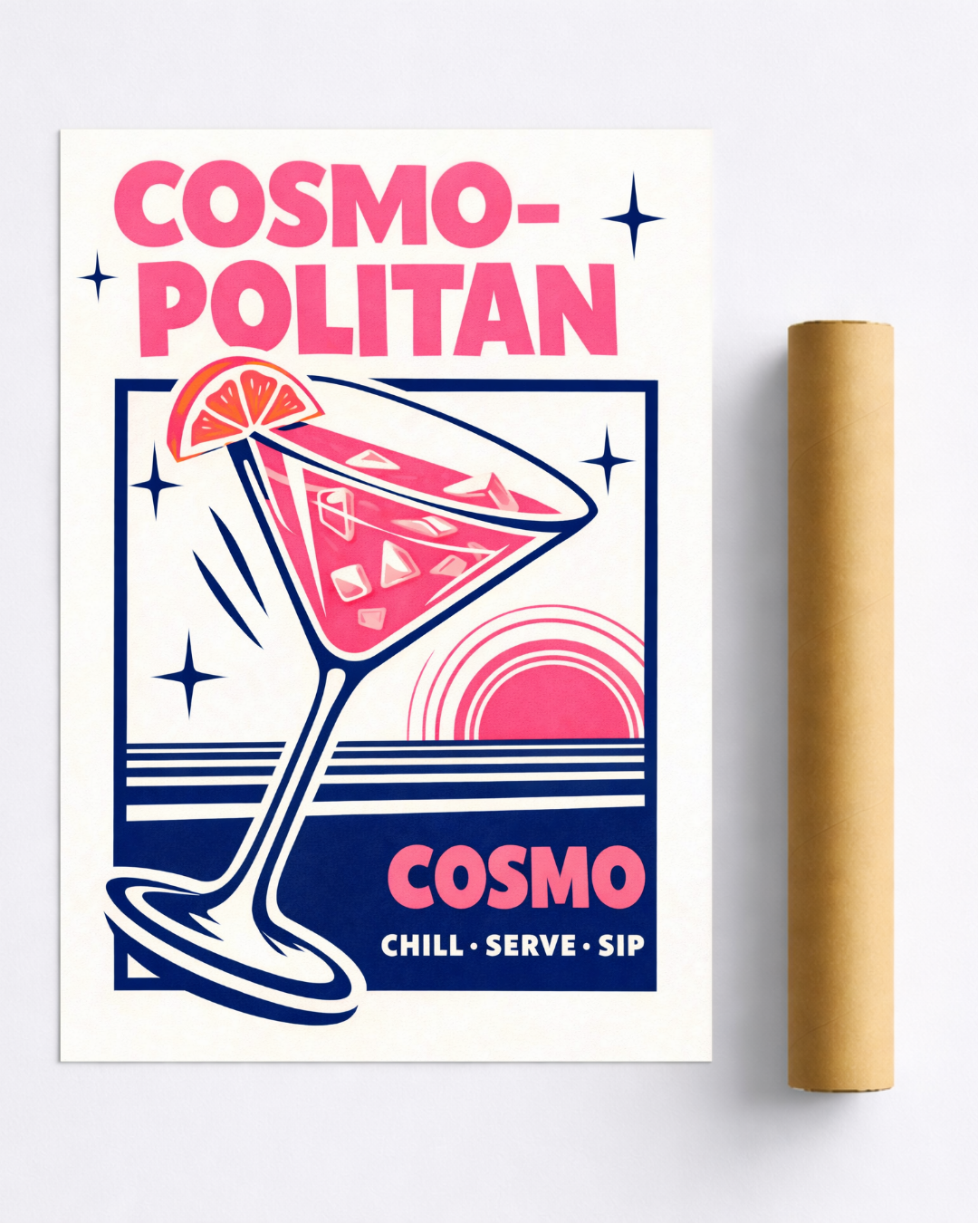 Affiche Cocktail – Poster Cosmopolitan Vintage Déco Bar