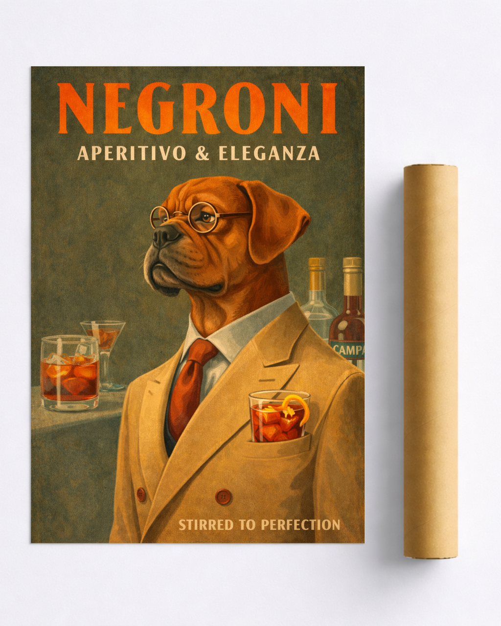 Affiche Cocktail – Poster Negroni Vintage Déco Bar