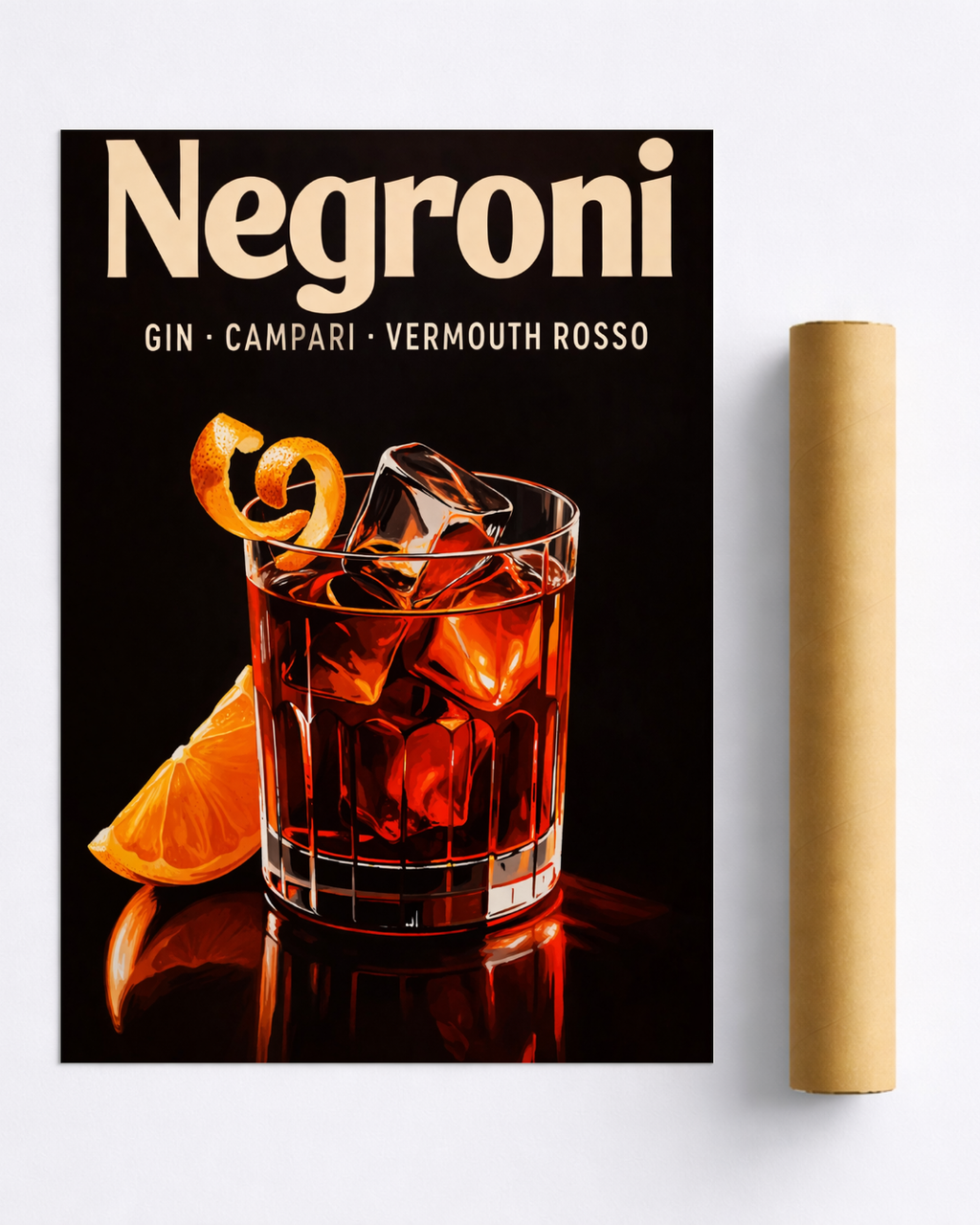 Affiche Cocktail – Poster Negroni Vintage Déco Bar Chic